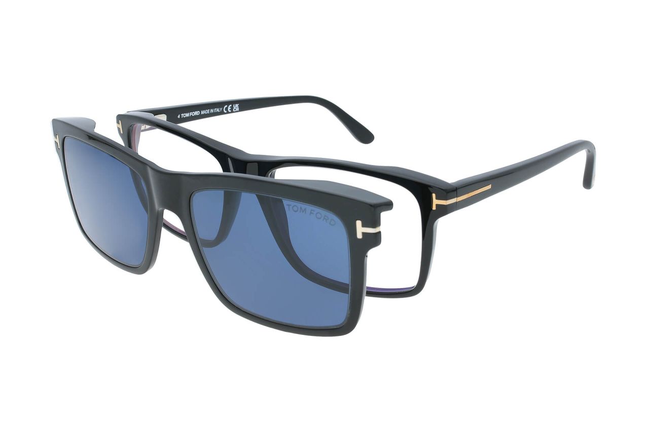 Tom Ford Brille TF5532B 01V mit Sonnenclip