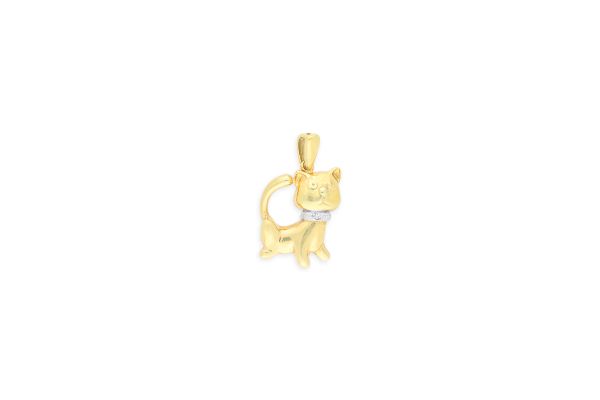 Anhänger Katze • 585 Gold • Diamanten