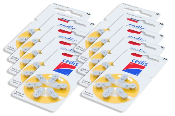 Cedis Typ 10 Hörgerätebatterien • 10x6 Stück