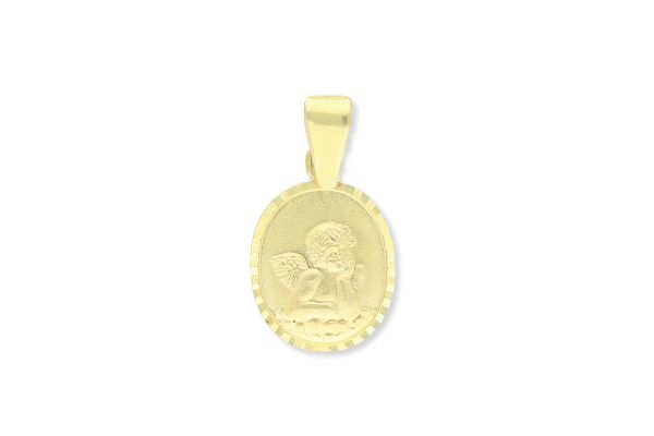 375 Gold Schutzengel Anhänger oval