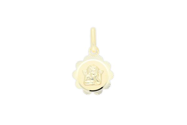 333 Gold Schutzengel Anhänger rund