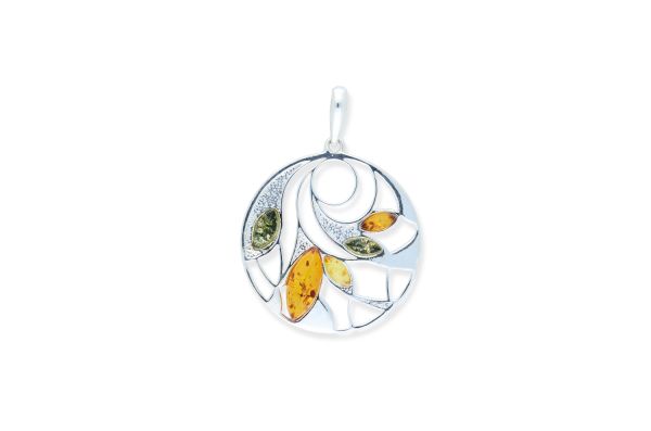 Bernstein Anhänger • 925 Silber • bunt