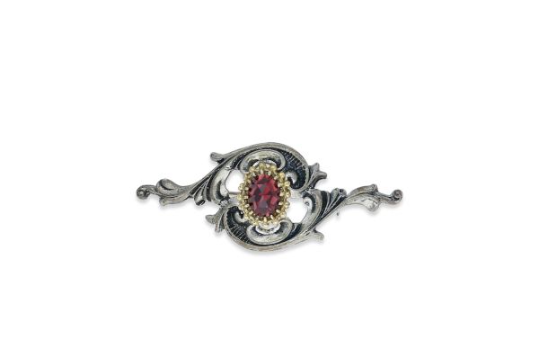 Trachten Brosche • 835 Silber • Granat