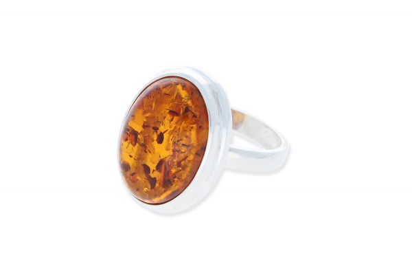 Bernstein Ring 925 Silber orange