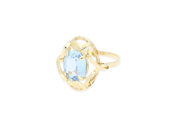 Ring • 585 Gold • synth. Aquamarin