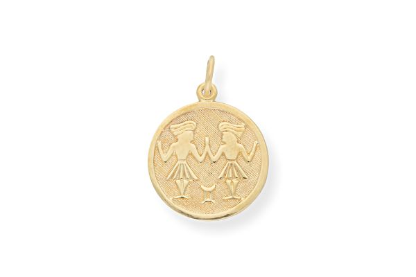 Sternzeichen Zwillinge ♊ Anhänger rund • 585 Gold