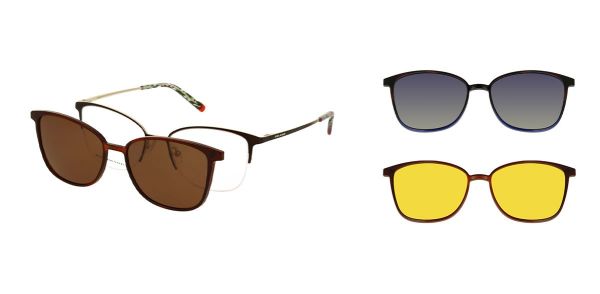 Spar-Set: Solano Halbrand Brille CL10251 mit DREI polarisierten Magnet Sonnenclips