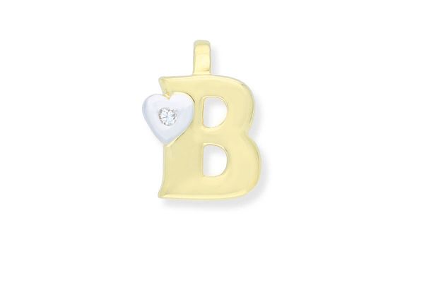 585 Gold Anhänger Buchstabe B mit Herz