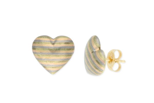 Ohrstecker Herz • 585 Weiß-, Rot- und Gelbgold