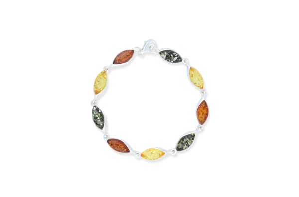 Bernstein Armband • 925 Silber • bunt
