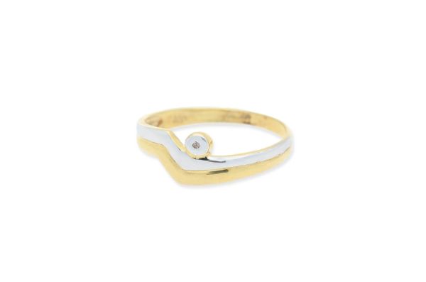 Ring 333 Weiß- und Gelbgold • Diamant