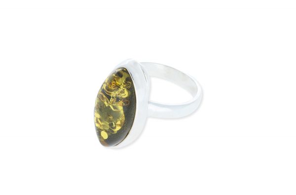 Bernstein Ring 925 Silber gelb-grün - LAS195720