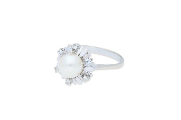 Ring 585 Weißgold • Diamanten • Perle